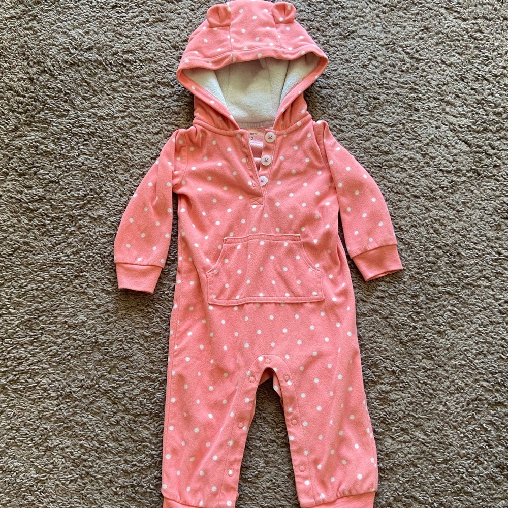 Girls Fuzzy Hooded Onsie (Non-Footed)